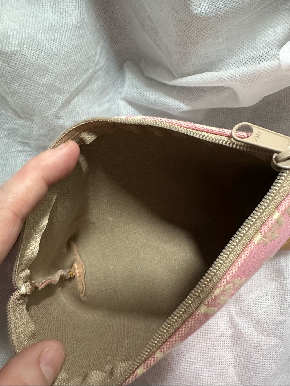 Dooney & Bourke Pink Monogram Cosmetic Pouch with Tan Leather Corners - Picture 6 of 6
